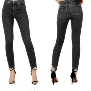 Jamie High Waist Ripped Hem Skinny Jeans